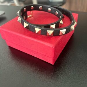 Valentino Garavani Rockstud leather double wrap bracelet
